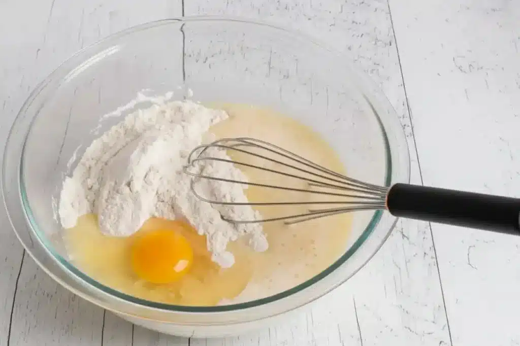 Gluten Free Waffles Recipe 7 Flour and egg mixture for gluten free waffles recipe.