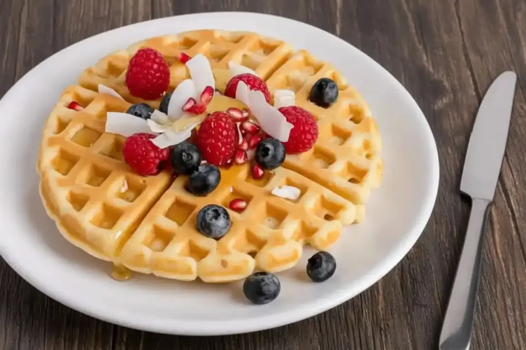 Gluten Free Waffles Recipe 9 Gluten free waffle topped with berries and syrup