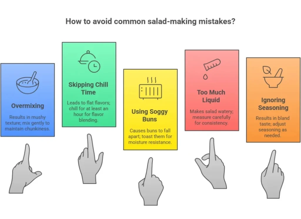 Chicken Salad Sliders Made Easy and So Delicious 10 Infographic showing common salad-making mistakes and how to avoid them.