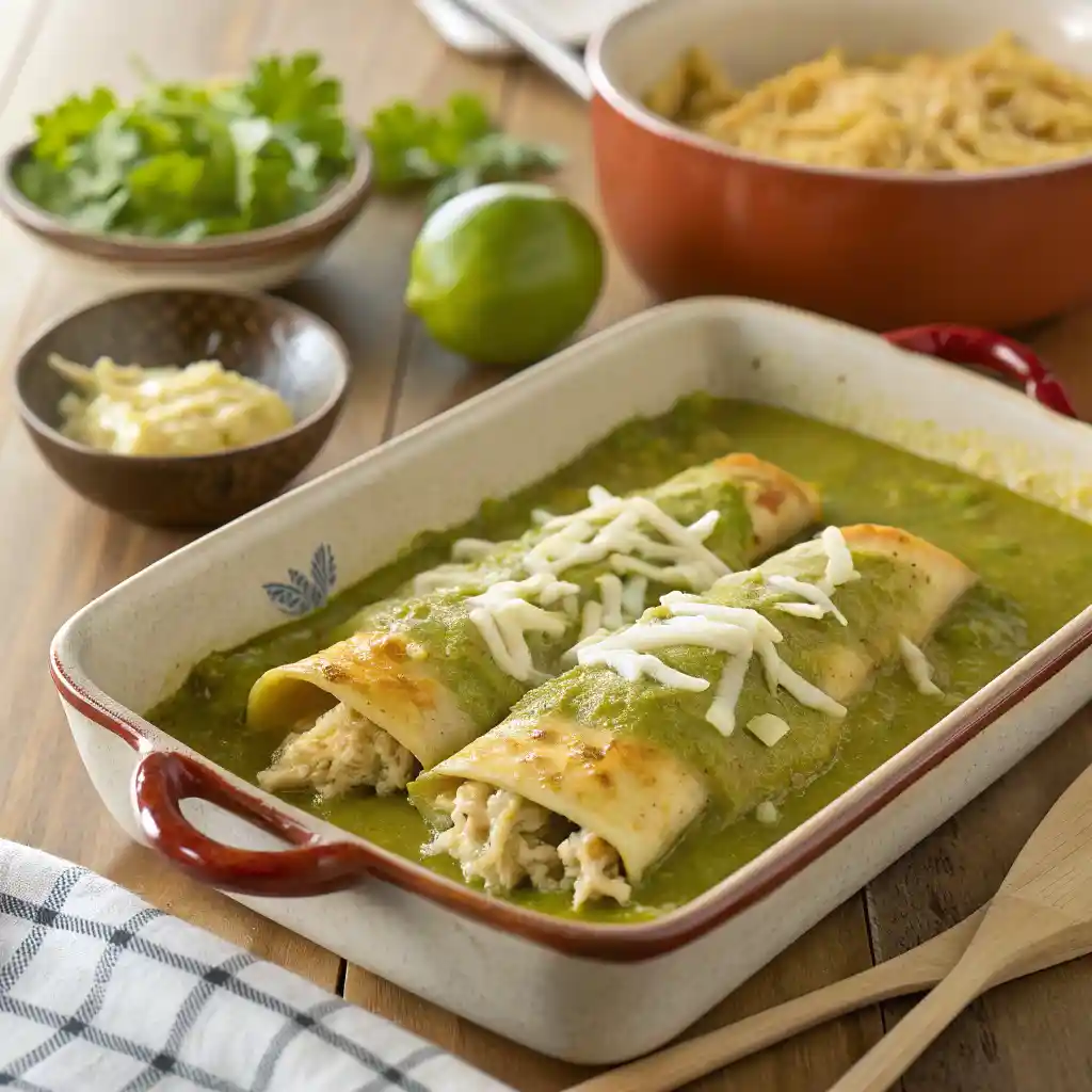 Easy Chicken Enchiladas with Green Sauce 3 Chicken Enchiladas with Green Sauce