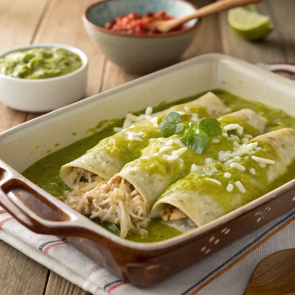 Easy Chicken Enchiladas with Green Sauce 4 Chicken Enchiladas with Green Sauce