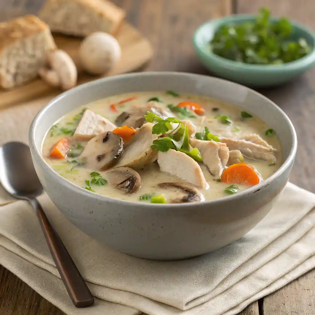 Chicken and Mushroom Soup: Ready In 30 Minutes 3 Chicken and Mushroom Soup