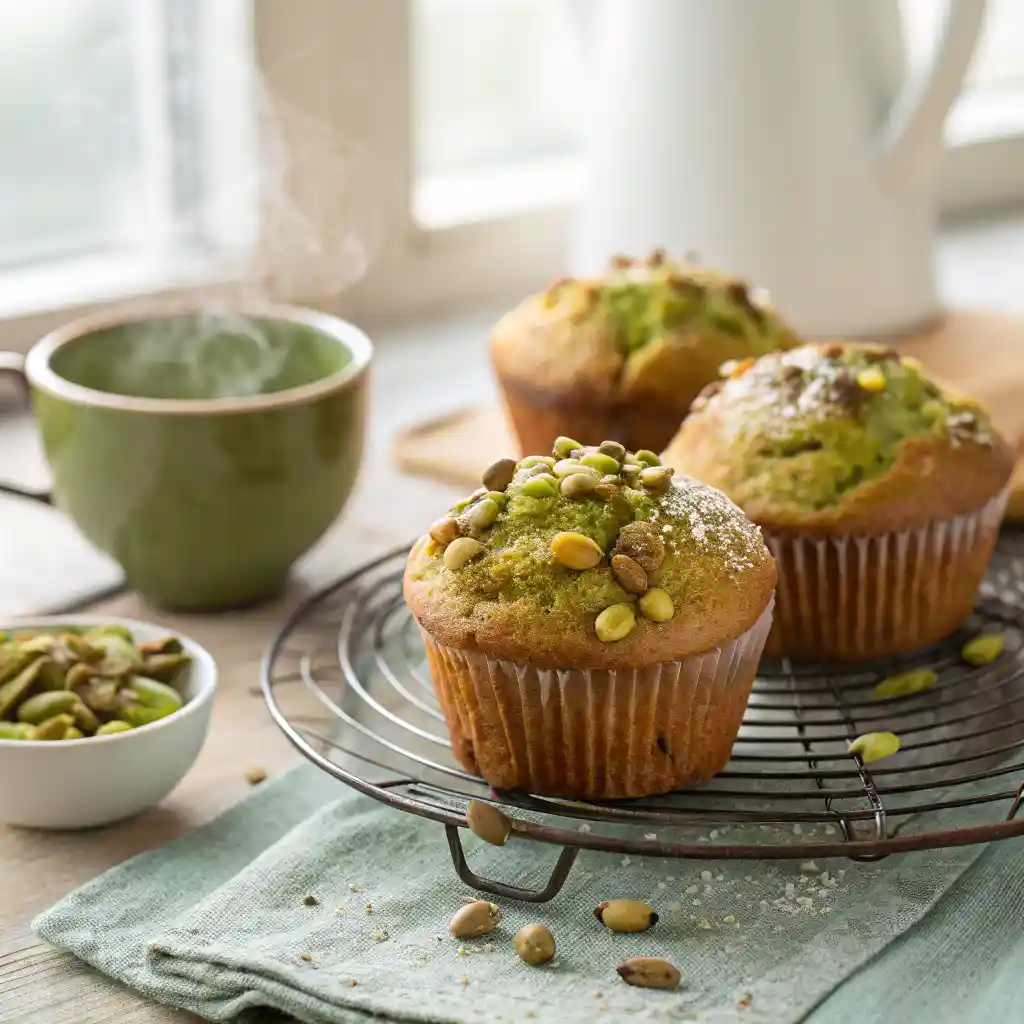 Amazing Pistachio Muffins With Bakery-Style Domes 3 Pistachio Muffins