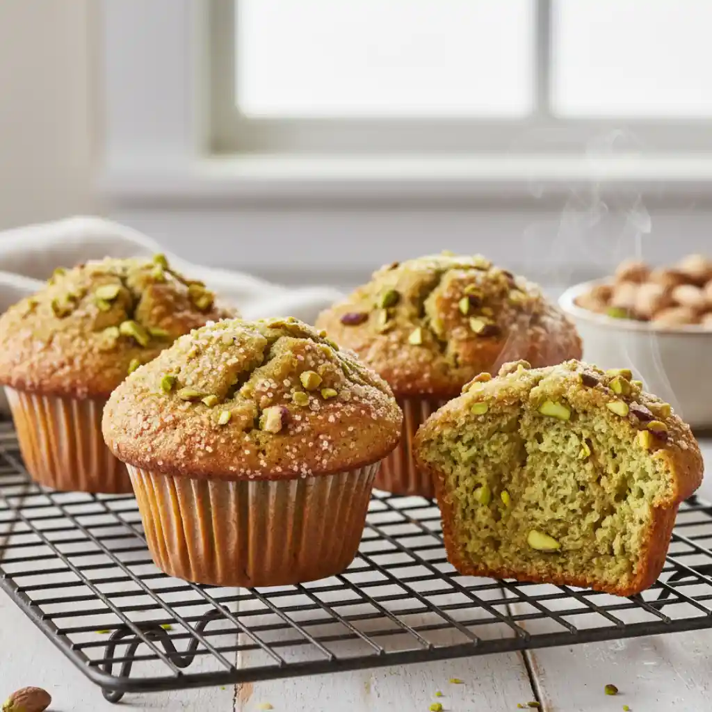 Amazing Pistachio Muffins With Bakery-Style Domes 1 Pistachio Muffins