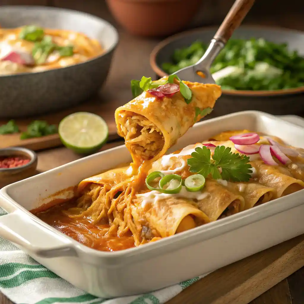 Quick & Easy Shredded Chicken Enchiladas 3 Shredded Chicken Enchiladas