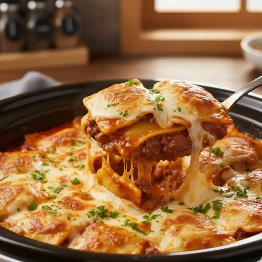 Crockpot Ravioli Lasagna