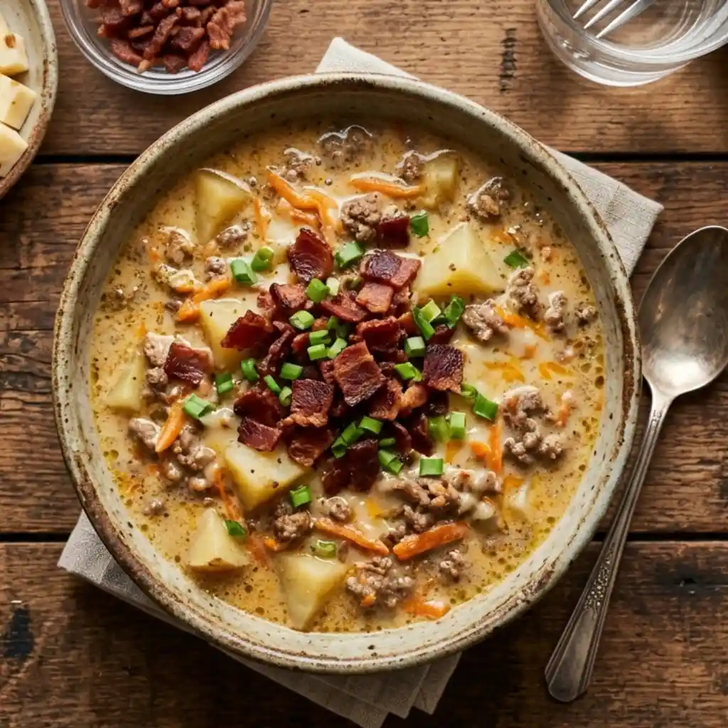 Crockpot Cheeseburger Soup
