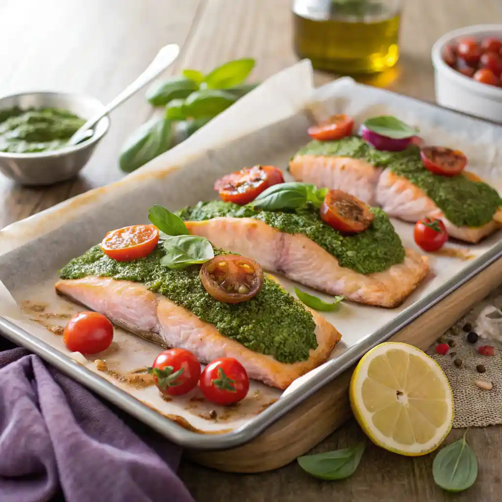 Pesto Salmon One-Pan, 30-Minute Dinner 4 Pesto Salmon