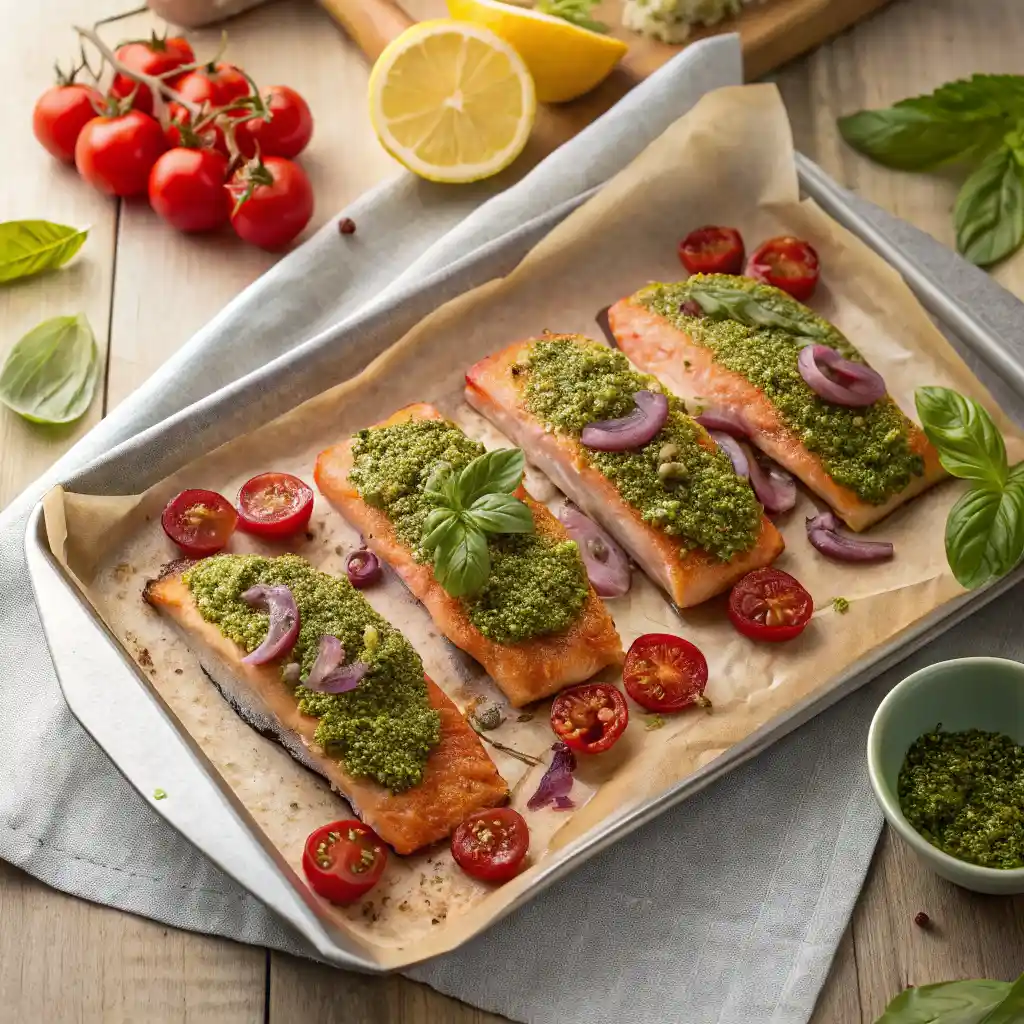 Pesto Salmon One-Pan, 30-Minute Dinner 3 Pesto Salmon